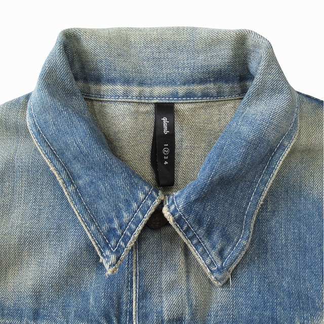ワイヤー襟　glamb　グラム　ダメージ加工　デニムジャケット　サイズ2 glamb グラム デニムジャケット ダメージ加工 襟ワイヤー インディゴ 4