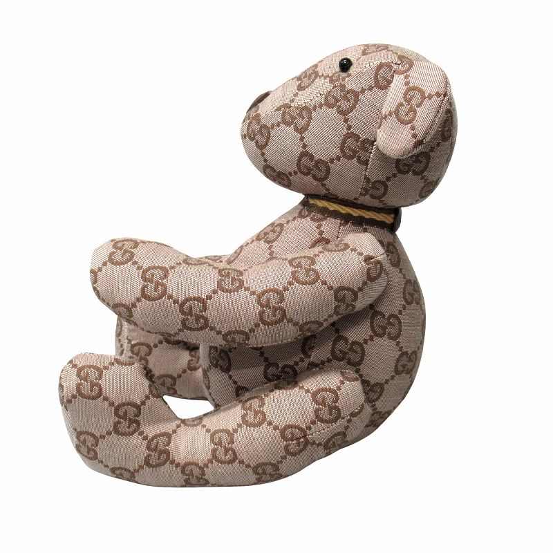 GUCCI グッチ ぬいぐるみ GG柄 レザー ブラウン y11231
