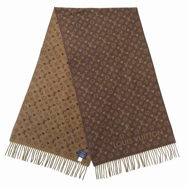 [美品]　ルイヴィトン　マフラー　LV モノグラム　総柄　ブラウン　人気カラー ルイヴィトンLouis Vuitton エシャルプロゴマニア シャインブラウン