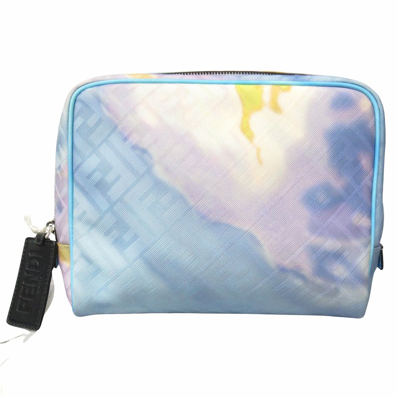未使用品 フェンディ FENDI FFロゴ ズッカ柄 ジャガード コスメ ポーチ 