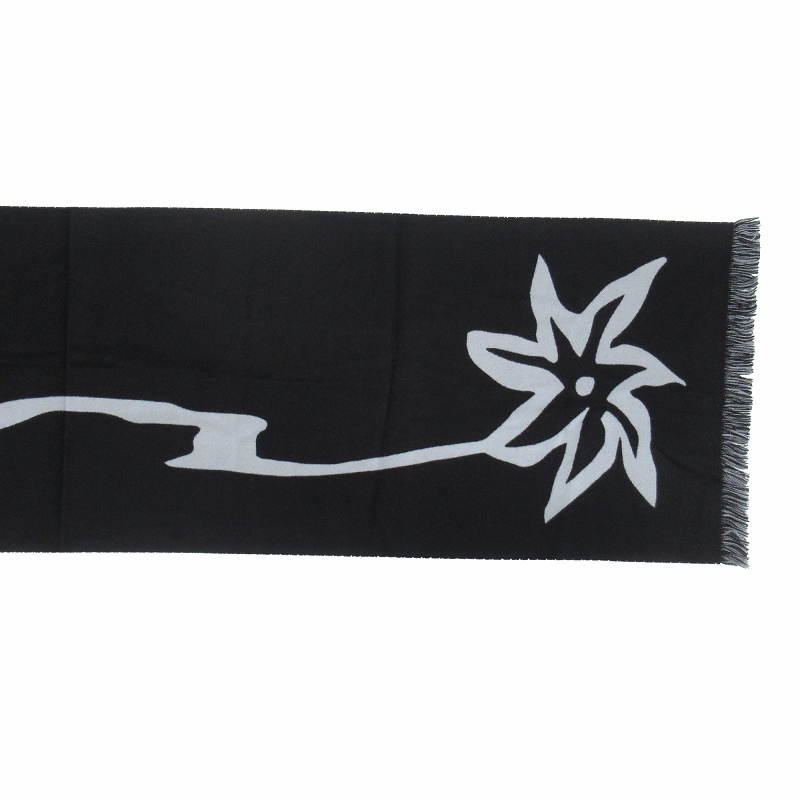 【中古】未使用品 22aw ディオール × トラヴィススコット カクタスジャック ロゴ ウール マフラー 黒 ▽２ 未使用品 22aw ディオール × トラヴィススコット カクタスジャック