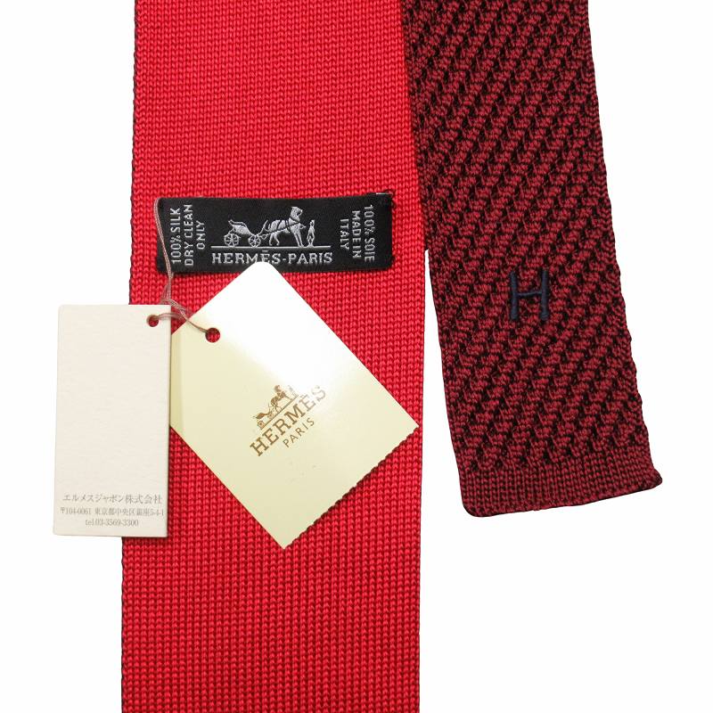 未使用品 エルメス HERMES ユニ シルク ニットタイ ニット