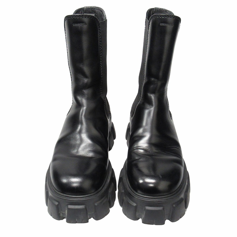 Black Monolith brushed leather Chelsea PRADA プラダ モノリスレザー