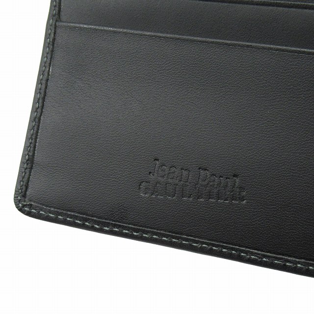 ジャンポールゴルチエ 二つ折り財布　ブラック Jean Paul GAULTIER(ジャンポールゴルチエ) ロゴエンボス二