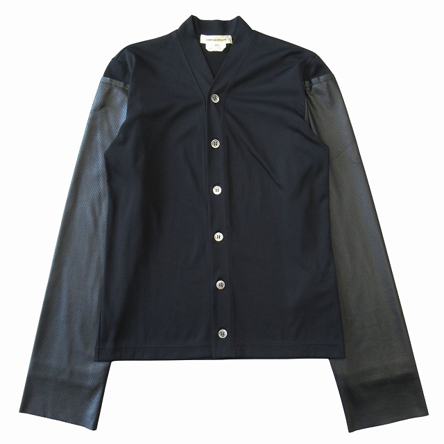 美品 11SS コムデギャルソン COMME des GARCONS 多重人格期 パンチング フェイクレザー 切替 カーディガン カットソー 長袖 サイズXS 黒 美品 11SS コムデギャルソン COMME des GARCONS 多重人格期