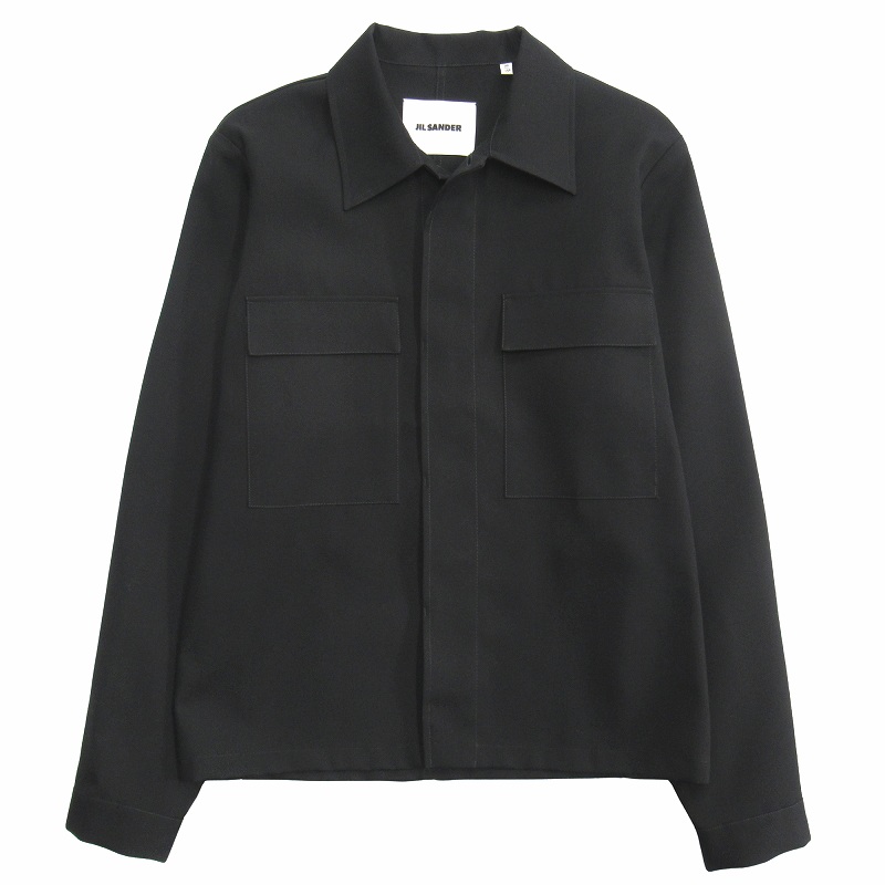 美品 21aw ジルサンダー JIL SANDER ウールギャバジン シャツ ライト 