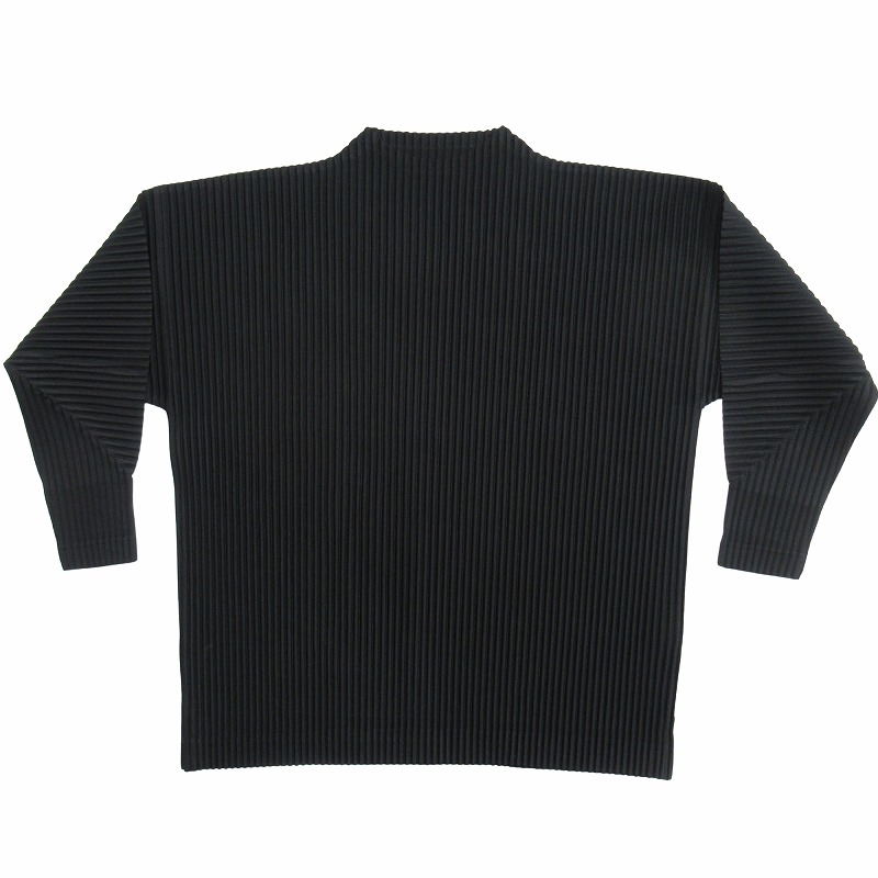 【美品】イッセイミヤケ プリーツ ボトルネック 長袖 カットソー ネイビー M 美品 24aw オムプリッセイッセイミヤケ HOMME PLISSE ISSEY