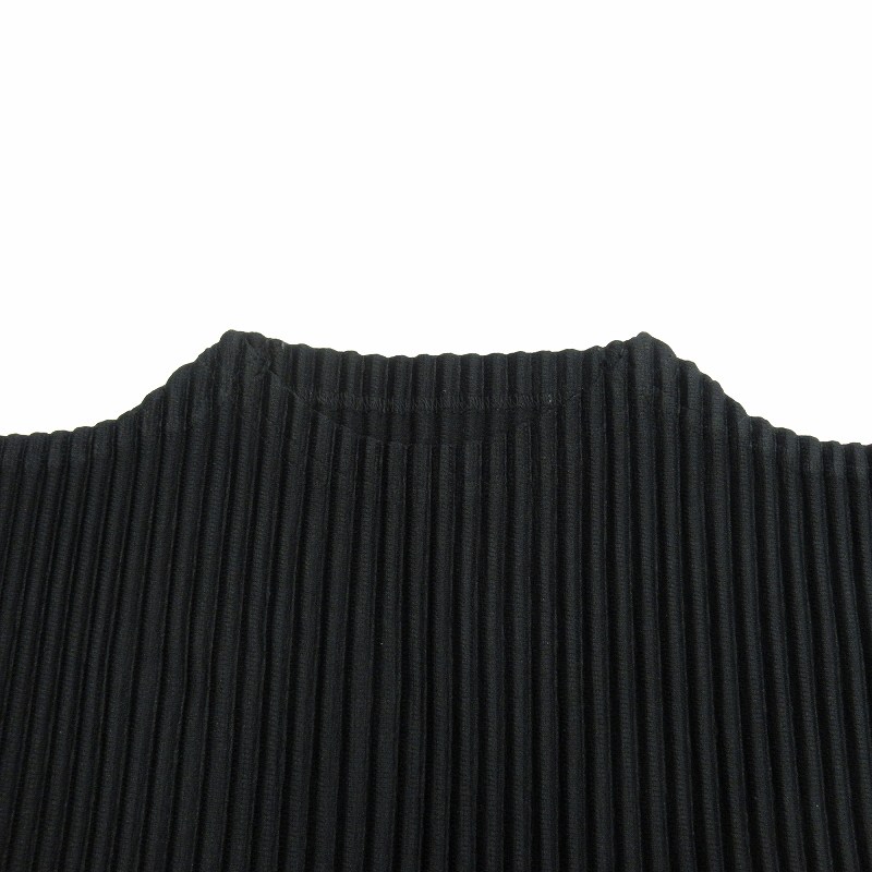 【美品】イッセイミヤケ プリーツ ボトルネック 長袖 カットソー ネイビー M 美品 24aw オムプリッセイッセイミヤケ HOMME PLISSE ISSEY
