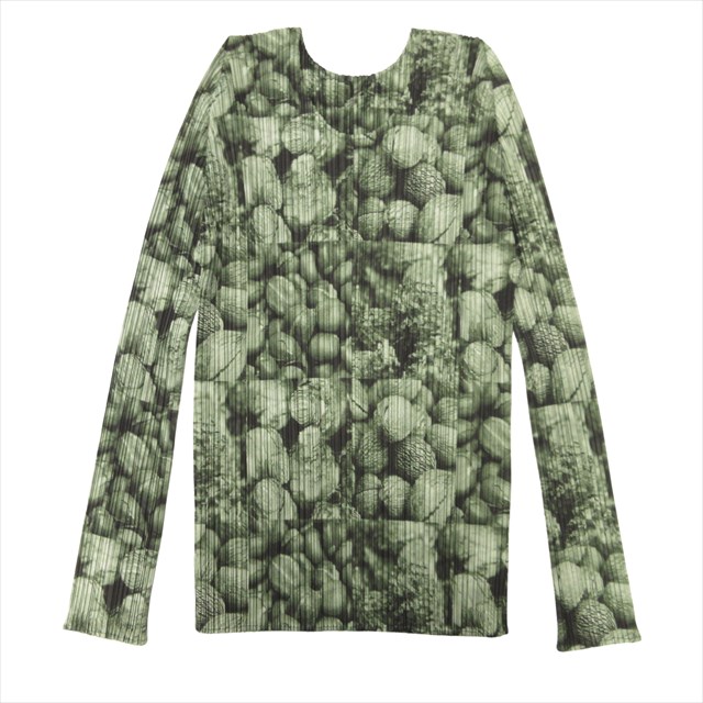 イッセイミヤケ プリーツプリーズ 長袖カットソー 水玉 グリーン系 サイズ3 美品 16aw プリーツプリーズ PLEATS PLEASE イッセイミヤケ