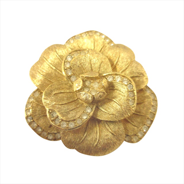 箱付き希少美品　Dior ヴィンテージ　フラワーブローチ　ゴールドラインストーン クリスチャンディオール Christian Dior フラワーモチーフ ブローチ