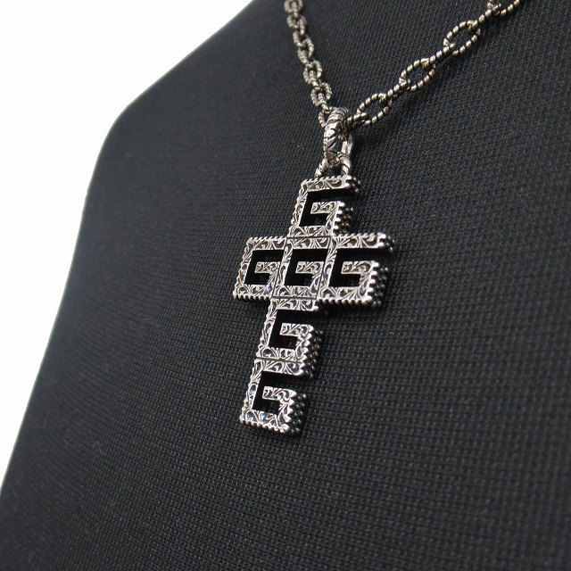 GUCCI アラベスク 十字架 スクエアG クロス ネックレス #091788 