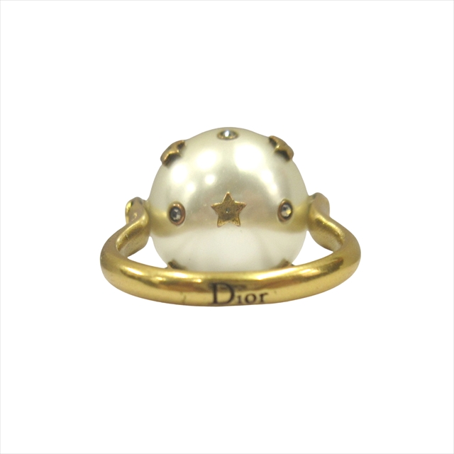 【完売品】Christian Dior ゴールドリング　パール　スター　星 クリスチャンディオール Christian Dior フェイクパール リング