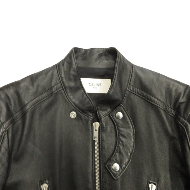 【中古】19aw セリーヌ CELINE by Hedi Slimane パデット レザー レーサー ジャケット PADDED LEATHER RACER JACKET 19aw セリーヌ CELINE by Hedi Slimane パデット レザー レーサー