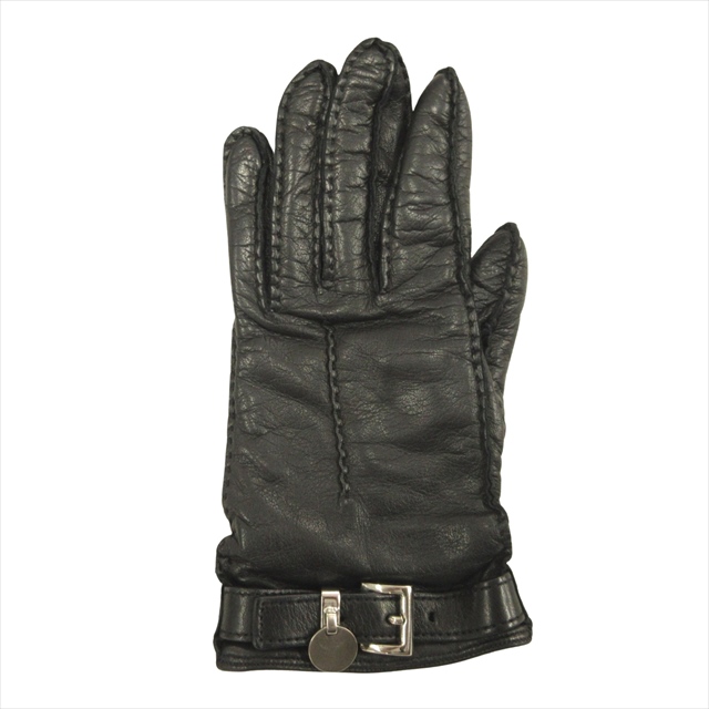 プラダ PRADA ラムレザー グローブ 手袋 裏カシミヤ ロゴ プレート 羊