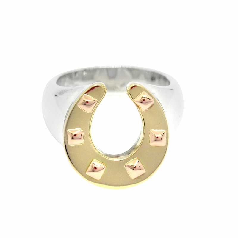 エルメス ホースシュー k18 コンビ 蹄 リング 指輪 50シェーヌダンクル 新品仕上げ済 極美品 エルメス vintage HERMES ホースシュー リング