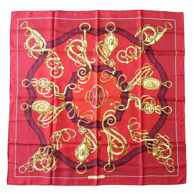 美品 エルメス HERMES カレ90 紋章 エンブレム 大判 シルク スカーフ