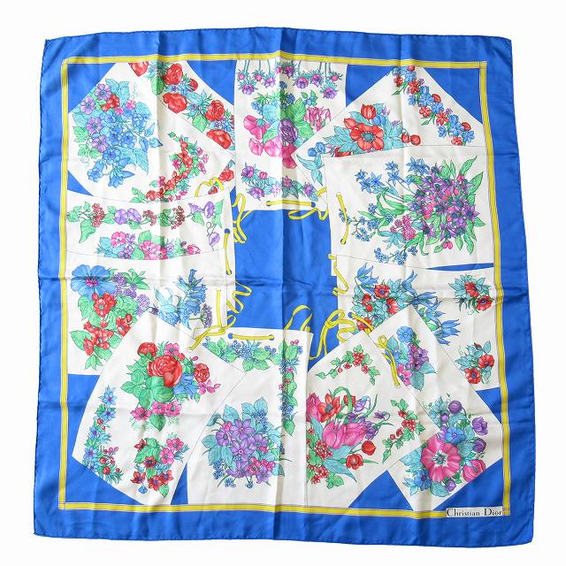 クリスチャンディオール Christian Dior 花柄 総柄 大判 シルク  
