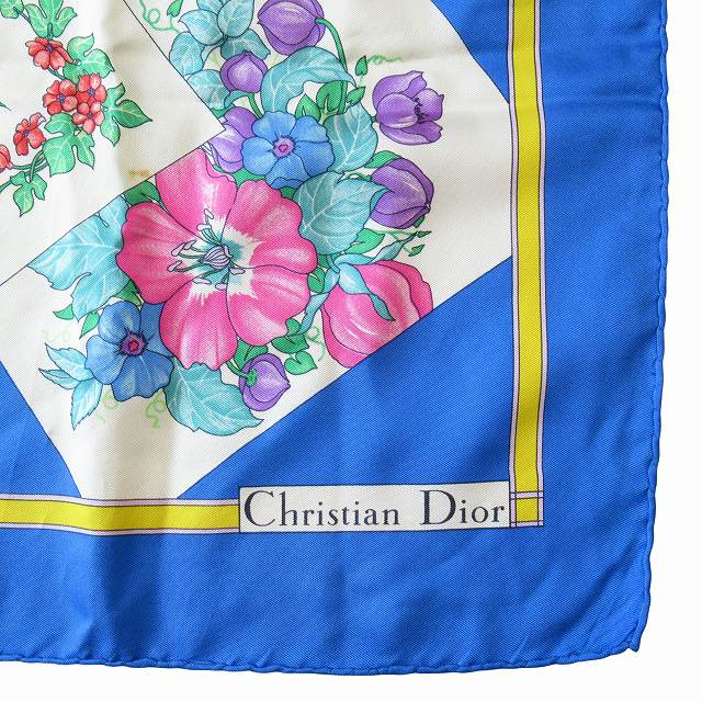 クリスチャンディオール Christian Dior 花柄 総柄 大判 シルク  