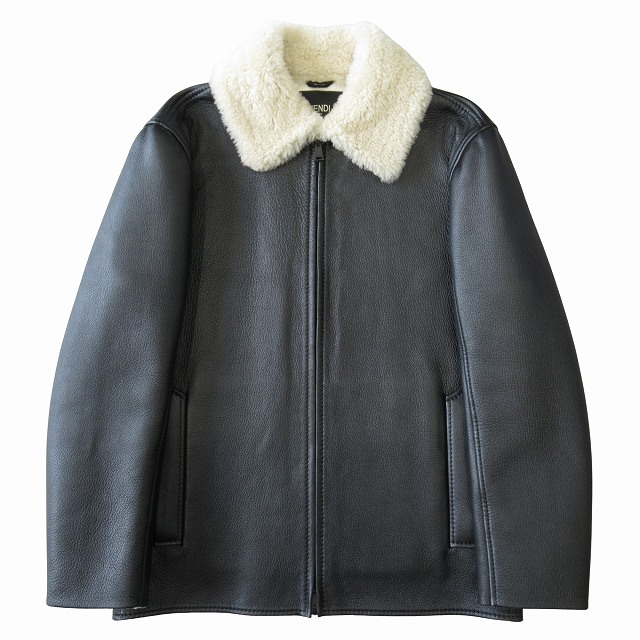 美品 フェンディ FENDI ムートン ジャケット ブルゾン コート