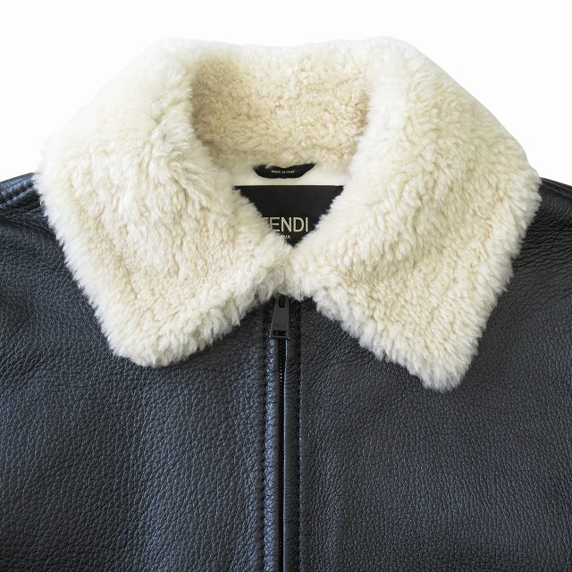 FENDI　ジャケット　コート　42サイズ　ムートン　フェンディ　レザー フェンディ FENDI ラムレザー ムートン コート 40 ダークブラウン
