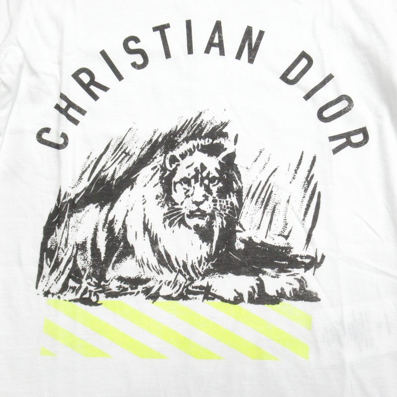 未使用 Christian Dior クリスチャンディオール D-ジャングル ポップ ロゴ ライオン Tシャツ カットソー ヴィンテージプリント XS 白 レディース 古着 中古 USED 未使用品 22ss クリスチャンディオール Christian Dior D-ジャングル