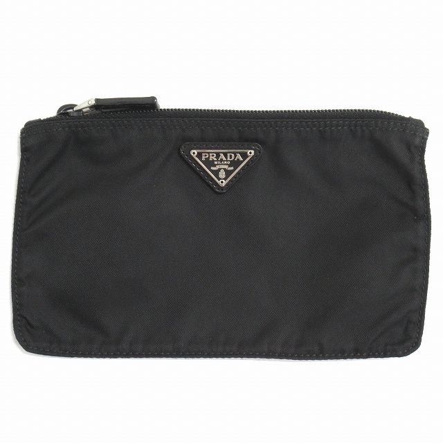 美品 プラダ PRADA ナイロン フラット ポーチ 小物入れ トライアングル 