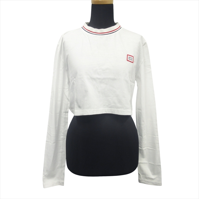 miu miu クロップド白シャツ 長袖 ミュウミュウ miumiu 白 ニット