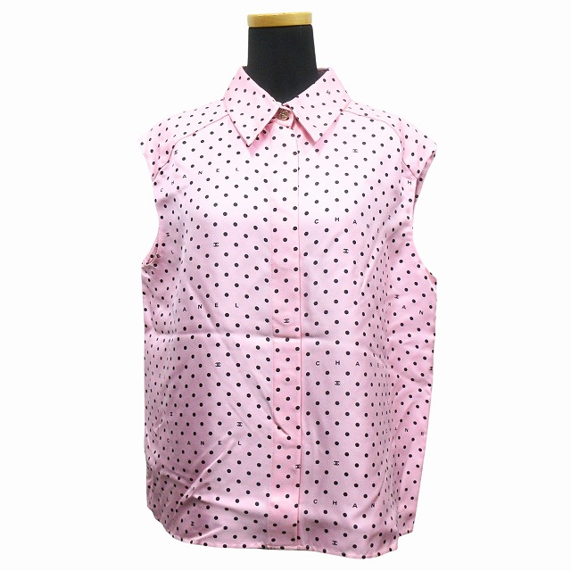 極美品 24SS シャネル CHANEL シルク ツイル ココマーク ロゴ ドット  