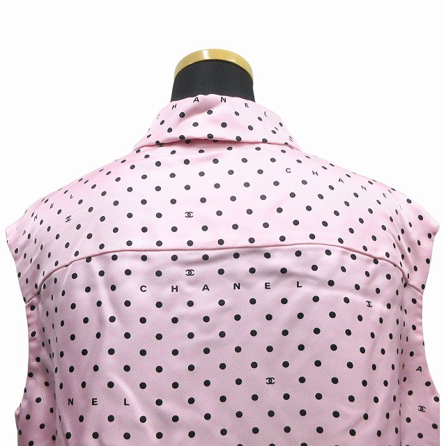 極美品✨ シャネル 2010C ココマーク シルク ノースリーブ ブラウス 極美品 24SS シャネル CHANEL シルク ツイル ココマーク ロゴ ドット
