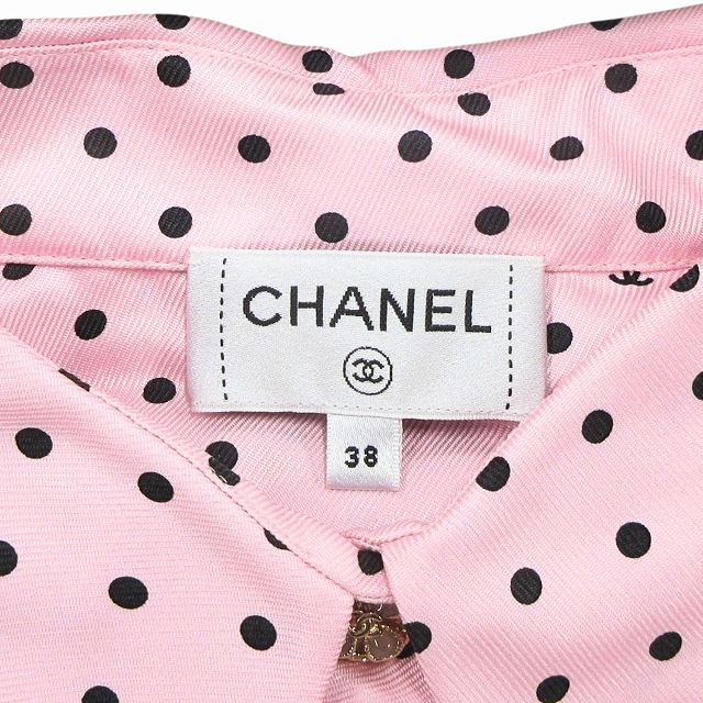 極美品✨ シャネル 2010C ココマーク シルク ノースリーブ ブラウス 極美品 24SS シャネル CHANEL シルク ツイル ココマーク ロゴ ドット