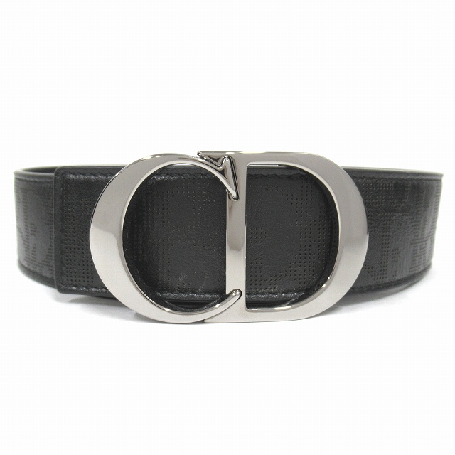 美品　ディオール◇オブリーク/CDロゴ/リバーシブル　ベルト Dior リバーシブル ベルト オブリーク ロゴ バックル シルバー 男女
