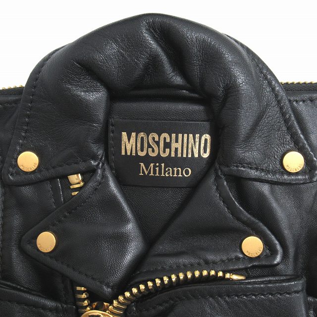 コラボ Moschinoレザー モスキーノ パンツ ライダースジャケット モスキーノ MOSCHINO レザー ライダース モチーフ クラッチ