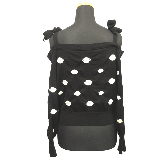 美品★CHANEL★ココマーク★カメリア★ノースリーブカットソー★ベスト★ シャネル P47 カメリア ココマーク ニットベスト レディース 黒