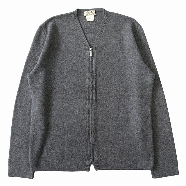 HERMES エルメス メンズ カシミヤ100％ カーディガン ベージュ 国内