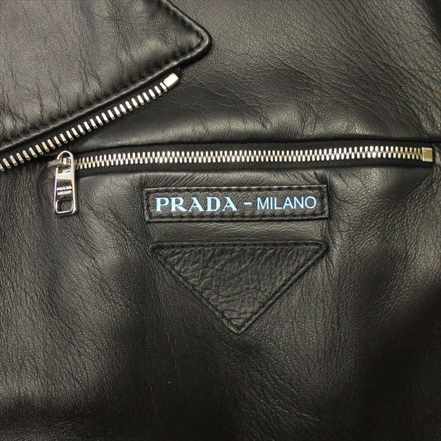 プラダ PRADA トライアングルパッチ ラムレザー ダブル ライダース 