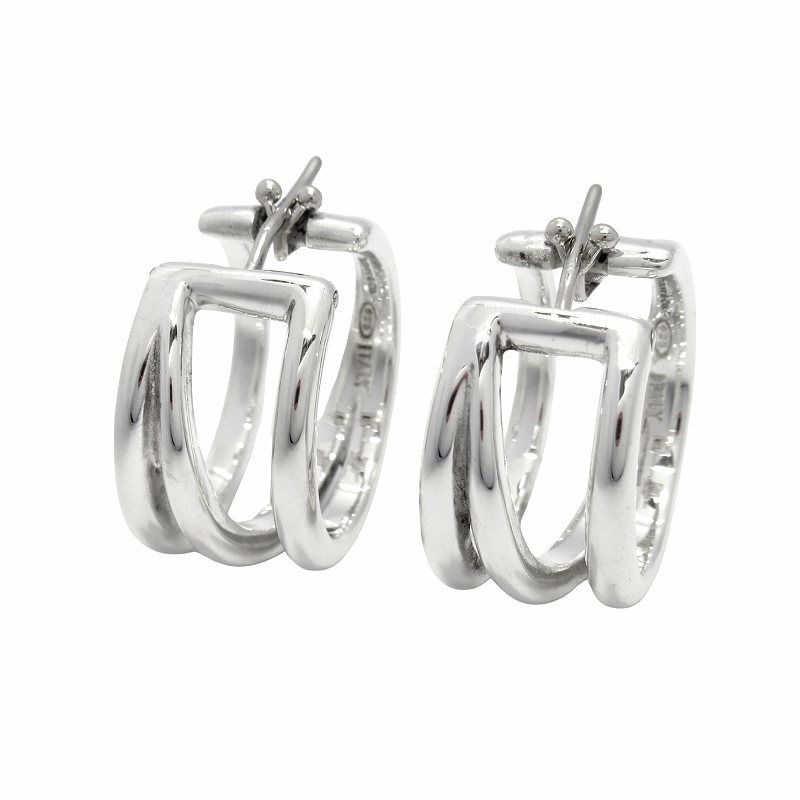 □新同□磨き済□ ティファニー メッシュ フープ ピアス アクセサリー  