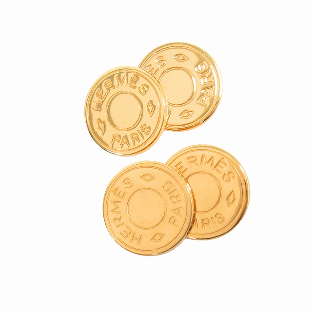 美品 エルメス HERMES セリエ ラウンド チェーン カフス ボタン