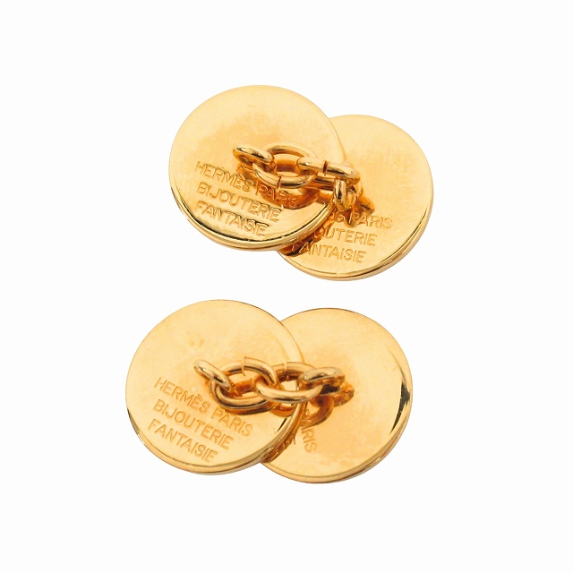 美品 エルメス HERMES セリエ ラウンド チェーン カフス ボタン