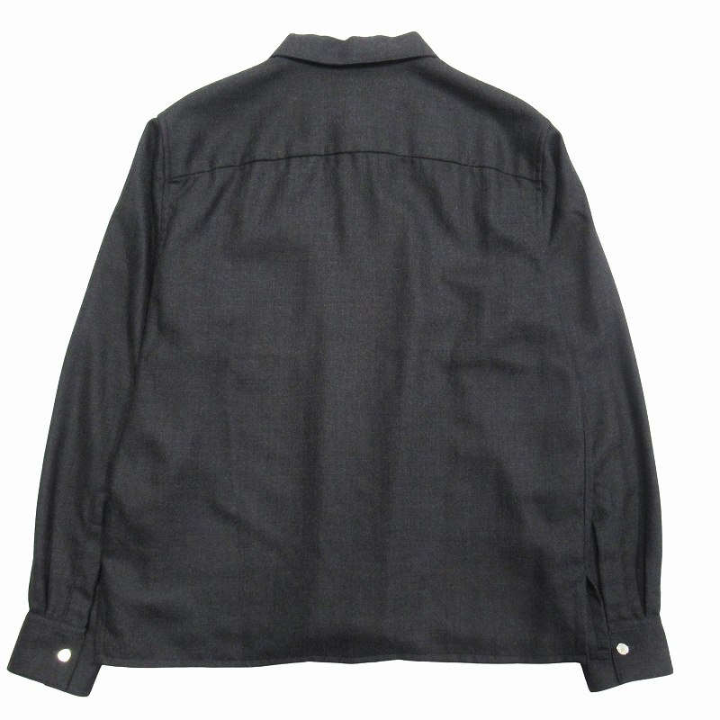 美品 エルメス HERMES セリエボタン ウール ジップアップ シャツ