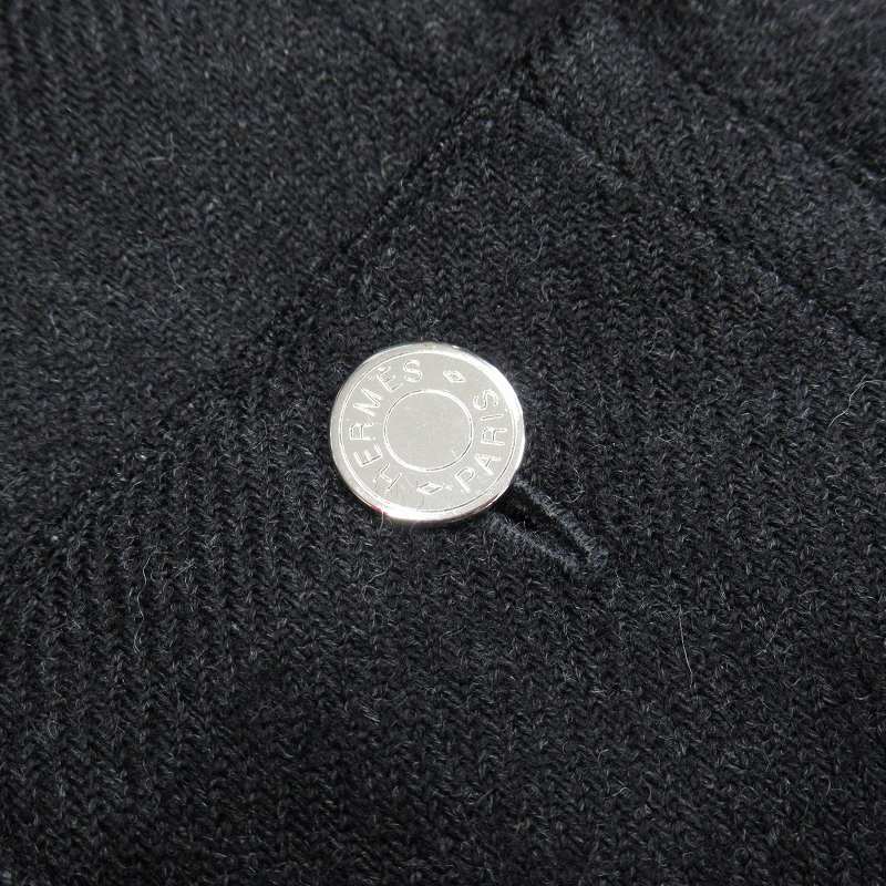 【中古】美品 エルメス HERMES セリエボタン ウール ジップアップ シャツ ジャケット ブルゾン レザープル 美品 エルメス HERMES セリエボタン ウール ジップアップ シャツ