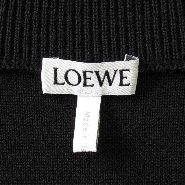 極美品 23AW ロエベ LOEWE ドライバーズニット ジャケット ブルゾン オーバーサイズ ジップアップ エンボス アナグラム バックロゴ アーカイブ H526Y16K42 サイズXS 黒 ブラック メンズ ◆６ 