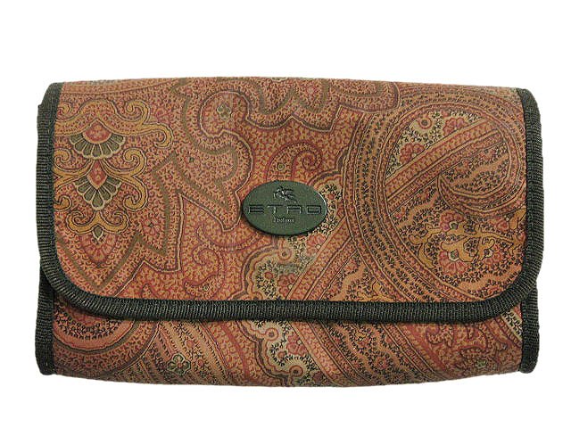 エトロ ETRO ポーチ 小物入れ ペイズリー柄 茶 ブラウン系 h3 【中古 