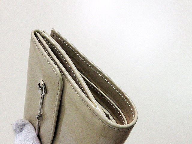 GUCCI グッチ 折り財布 ホースビット エナメル ベージュ　オールド GUCCI グッチ オールドグッチ 二つ折り財布 ミニ財布 GG柄