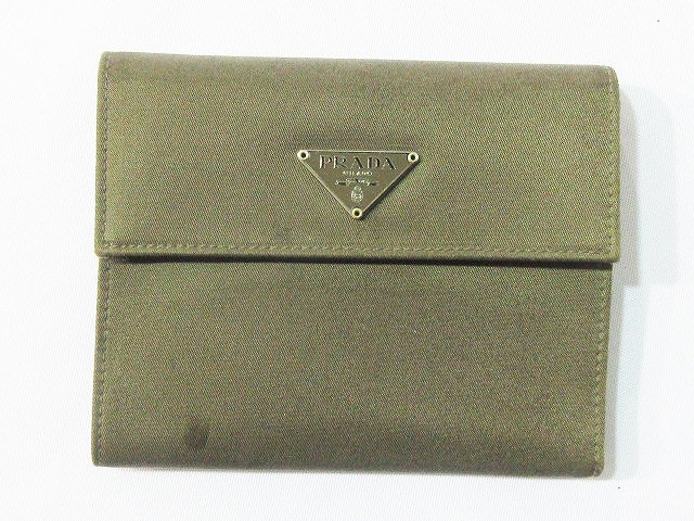 プラダ Prada 財布 三つ折り ナイロン キャンバス 伊製 イタリア製 灰 グレー系 メンズ レディース 032 ベクトルパーク