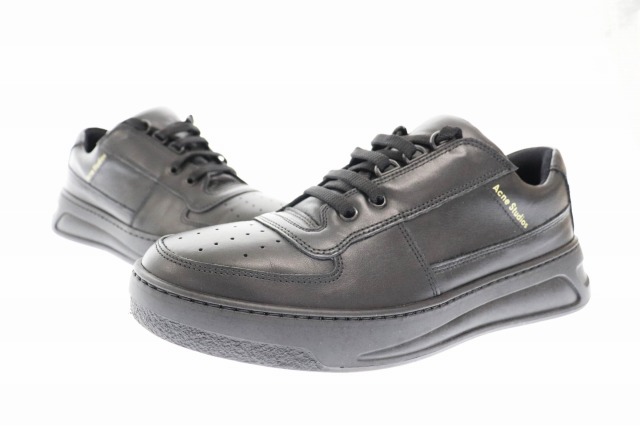 アクネ ストゥディオズ Acne Studios Perey Lace Up ペレー レース アップ レザー スニーカー 40 黒 ブラック ブランド古着ベクトル 中古 0221 0140 メンズ 034 ベクトルパーク
