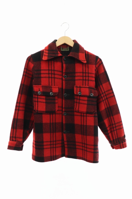 チペワ Chippewa 50s ヴィンテージ エルボー パッチ 猫目ボタン ウール バッファローチェック 長袖 シャツ 赤 レッド ブランド古着ベクトル 中古 0615 0010 メンズ 034 ベクトルパーク