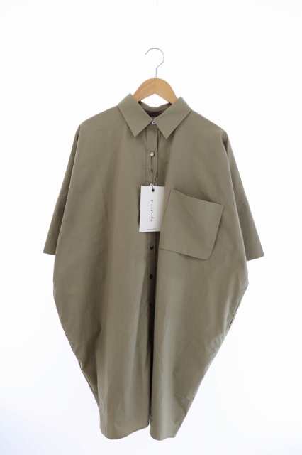 Minitz ミニッツ ビッグ 半袖 シャツ ワンピース F カーキ ブランド古着ベクトル 中古 0803 00 レディース 034 ベクトルパーク