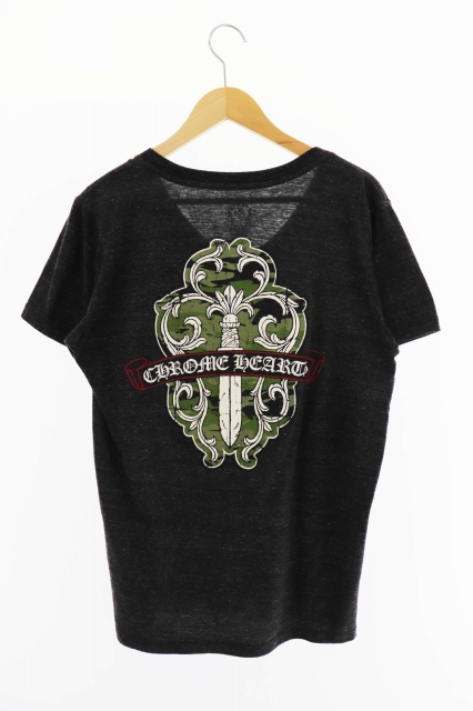 クロムハーツ Chrome Hearts バック プリント Vネック 霜降りtシャツ Xl チャコールグレー ブランド古着ベクトル 中古0804 0018 メンズ 034 ベクトルパーク