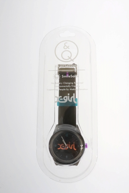 エックスガール X Girl Q Q Smile Solar Slice Logo Watch スマイル ソーラー スライス ロゴ ウォッチ クォーツ 腕時計 黒 ブラック ブランド古着ベクトル 中古 0910 0010 レディース 034 ベクトルパーク