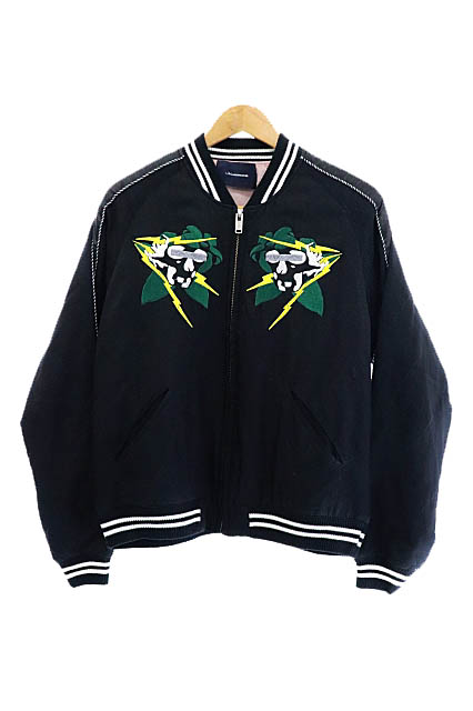 アンダーカバー Undercover John Undercover ジョンアンダーカバー 16ss スカル ロゴ 刺繍 キルティング スカジャン ジャケット Juq43 2 黒 ブラック ブランド古着ベクトル 中古 0925 0132 メンズ 034 ベクトルパーク